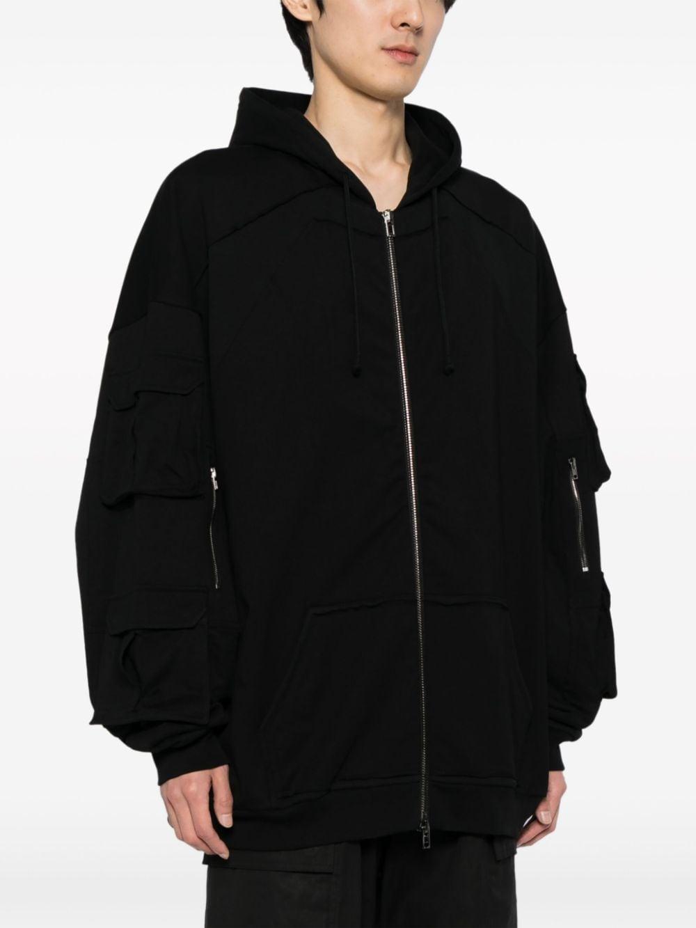 Logo-embroidered Zip-up Hooded Jacket In Schwarz Product Image