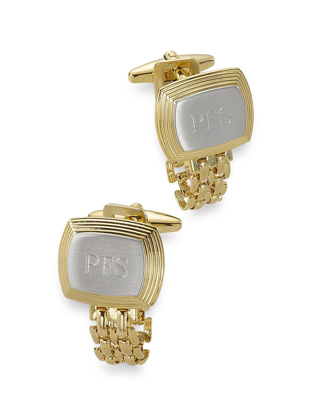 Chain Wrap Engravable Cufflinks - Gold/silver Product Image