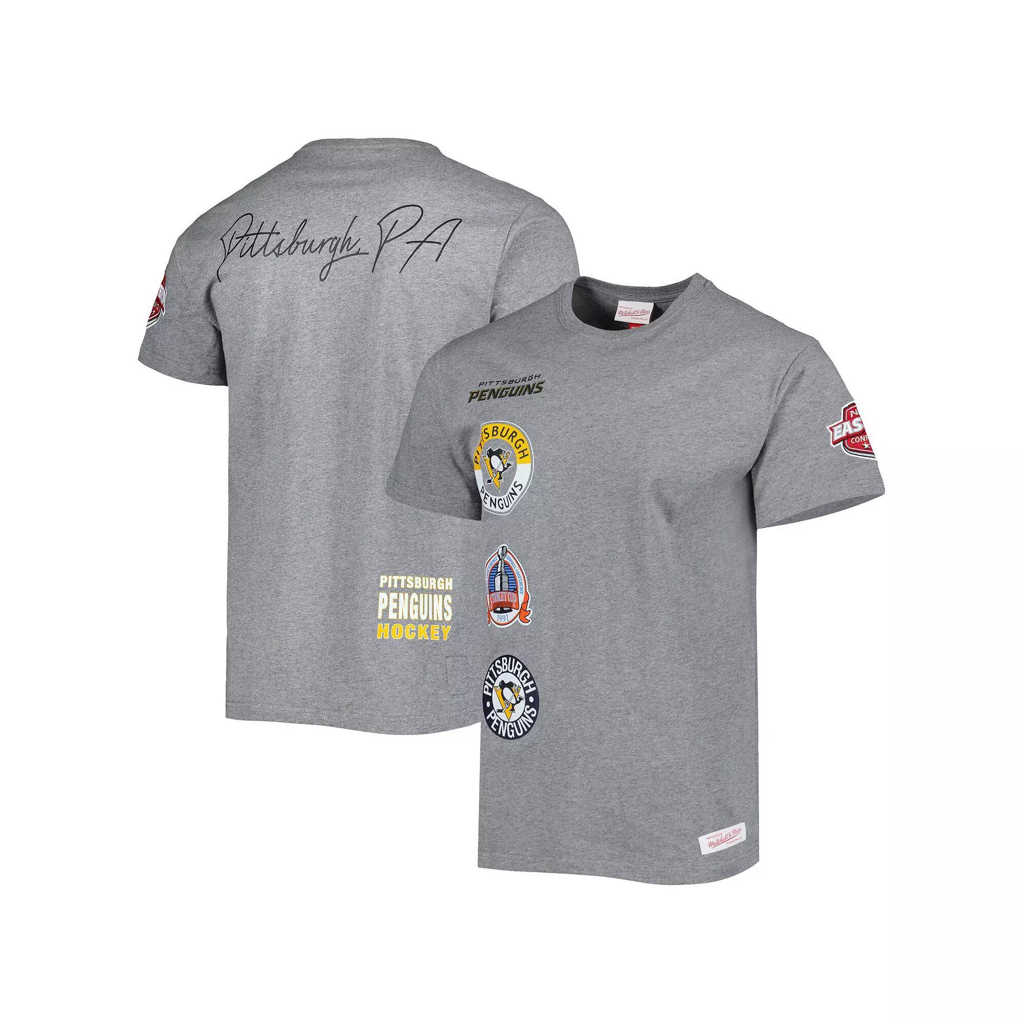 Men's Mitchell & Ness Heather Gray Pittsburgh Penguins City Collection T-Shirt,  Product Image