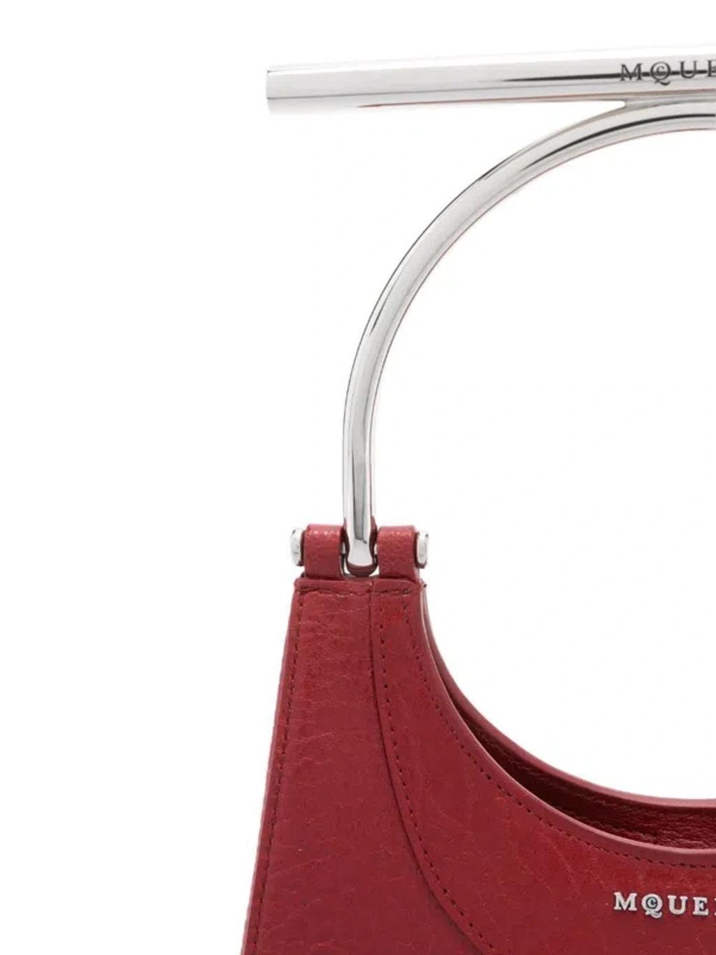 ALEXANDER MCQUEEN Cross-bar Mini Leather Shoulder Bag In Red/silver Product Image