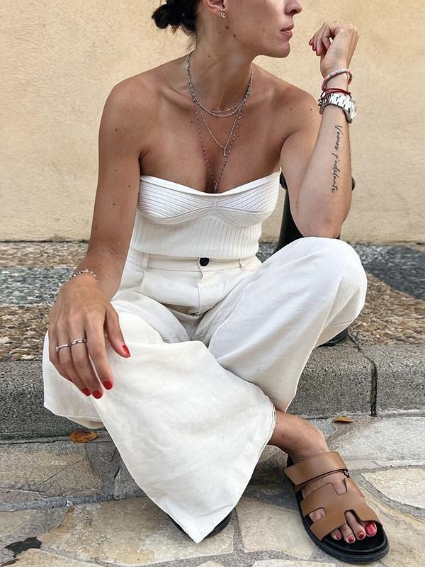 Plain Simple Knitted Bandeau Top Product Image