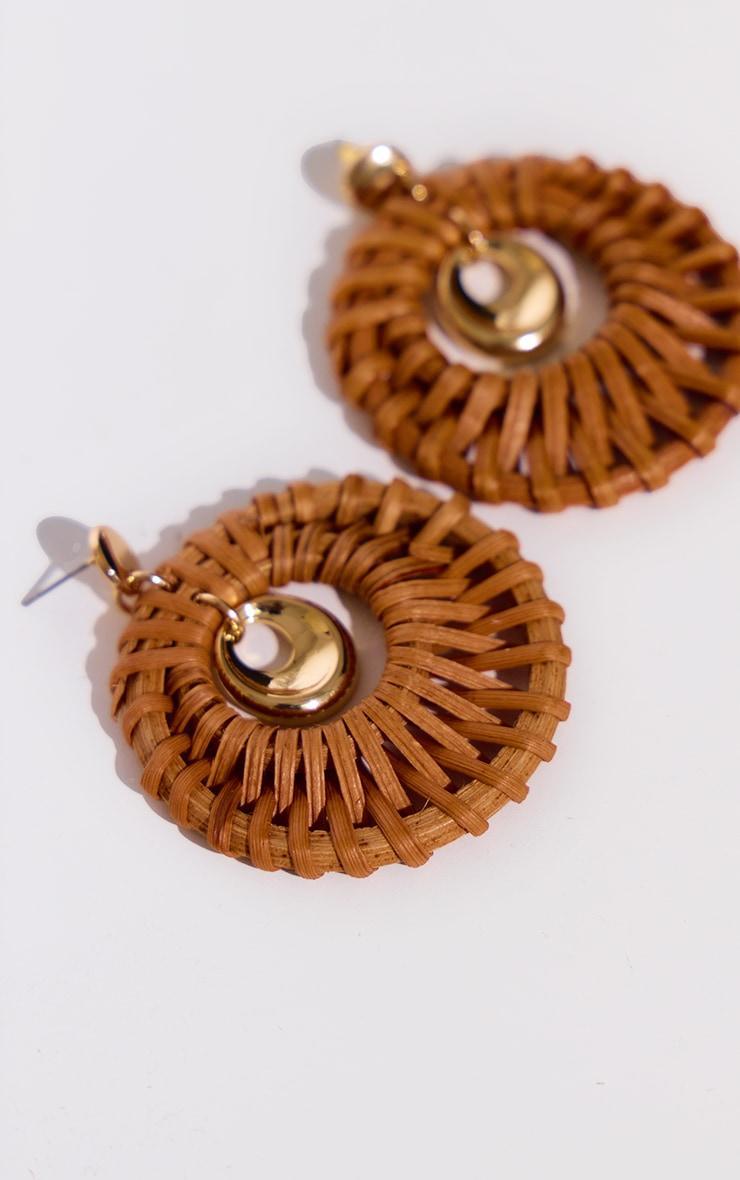 Gold Raffia Oval Statement Earrings Product Image