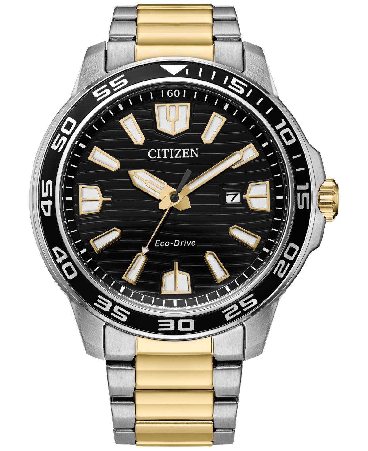 Citizen Mens Eco-Drive Weekender Two-Tone Stainless Steel Bracelet Watch - AW1706-52E Black Two Tone Product Image