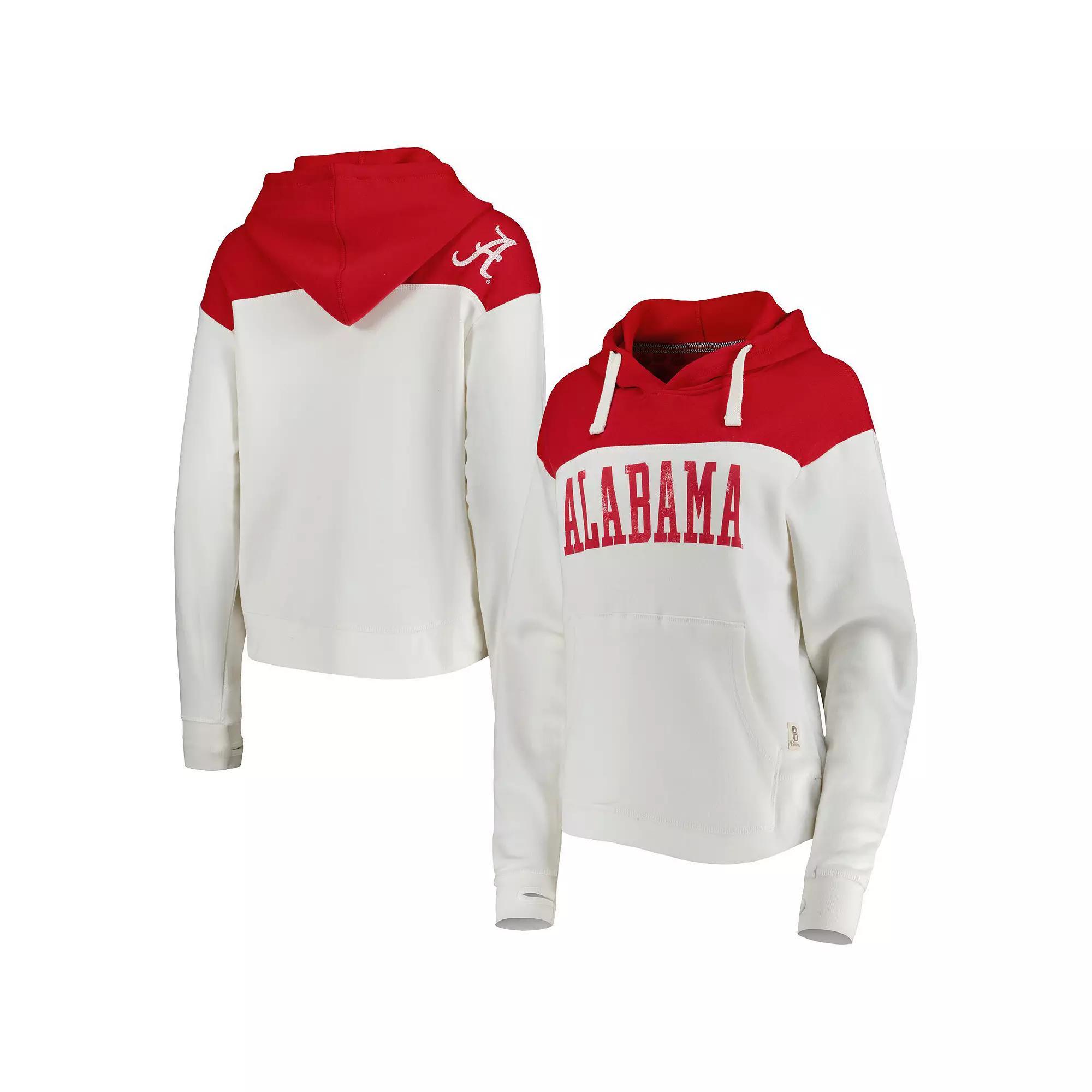 Women's Pressbox White/Crimson Alabama Crimson Tide Chicago 2-Hit Yoke Pullover Hoodie, Size: Large Product Image