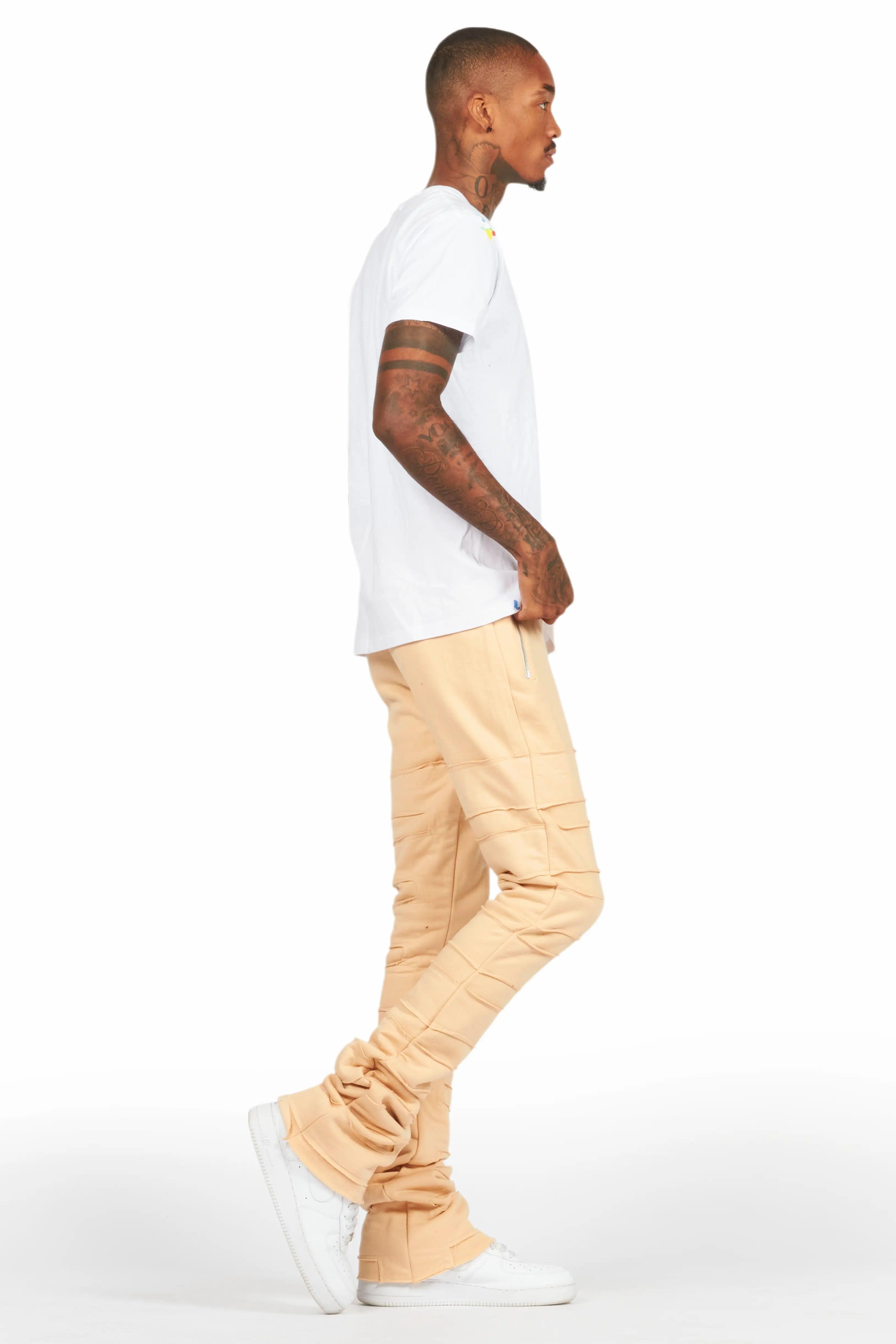 Emilio Beige Stacked Flare Track Pant Male Product Image