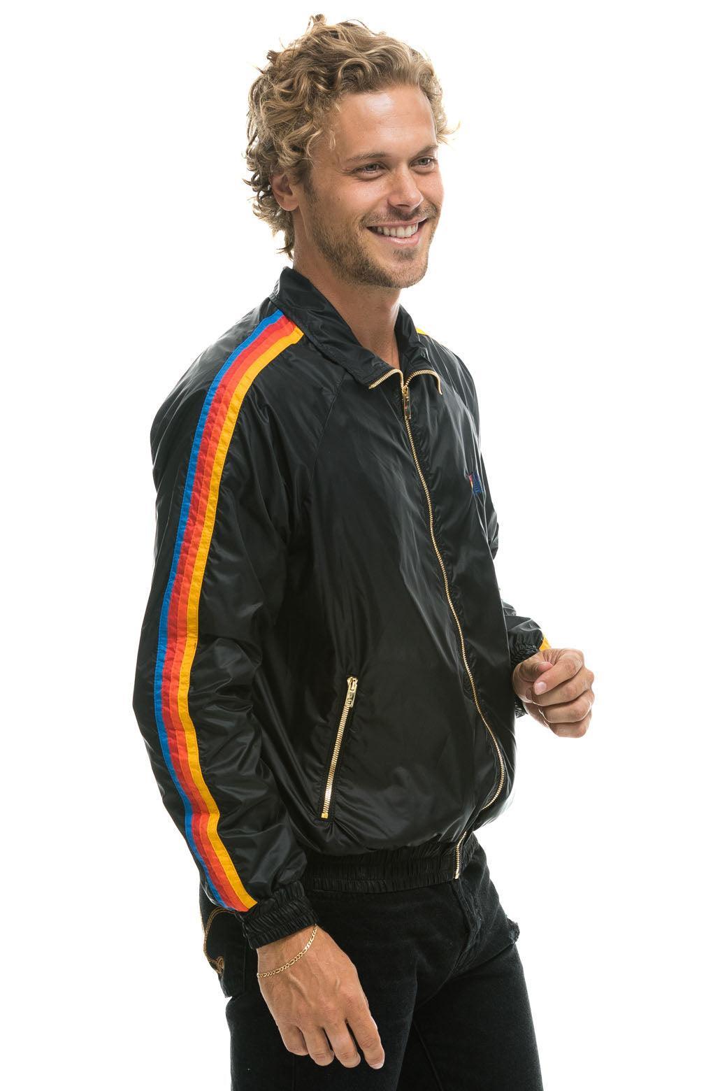 MEN'S 4 STRIPE WINDBREAKER - BLACK Male Product Image