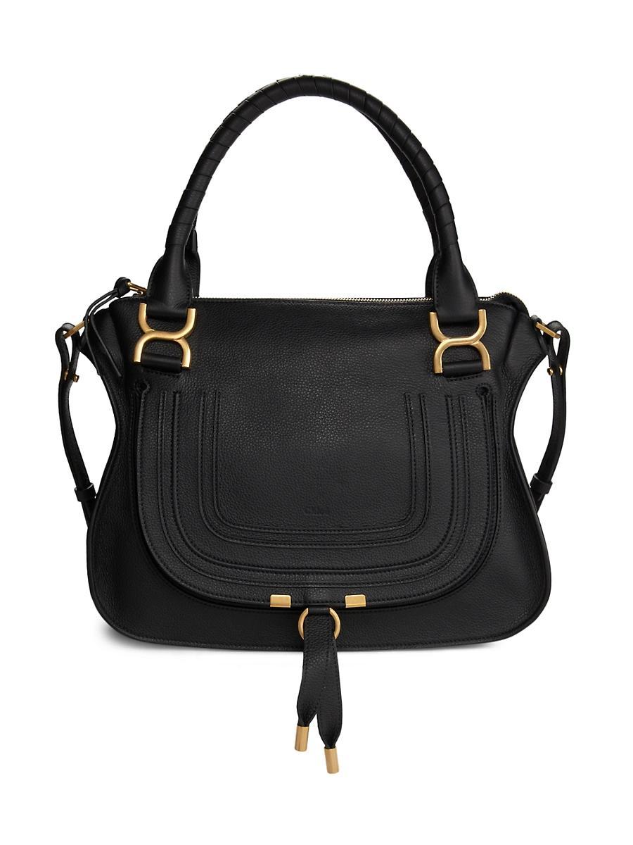 Marcie Medium Double Carry Satchel Bag in Grained Leather Product Image