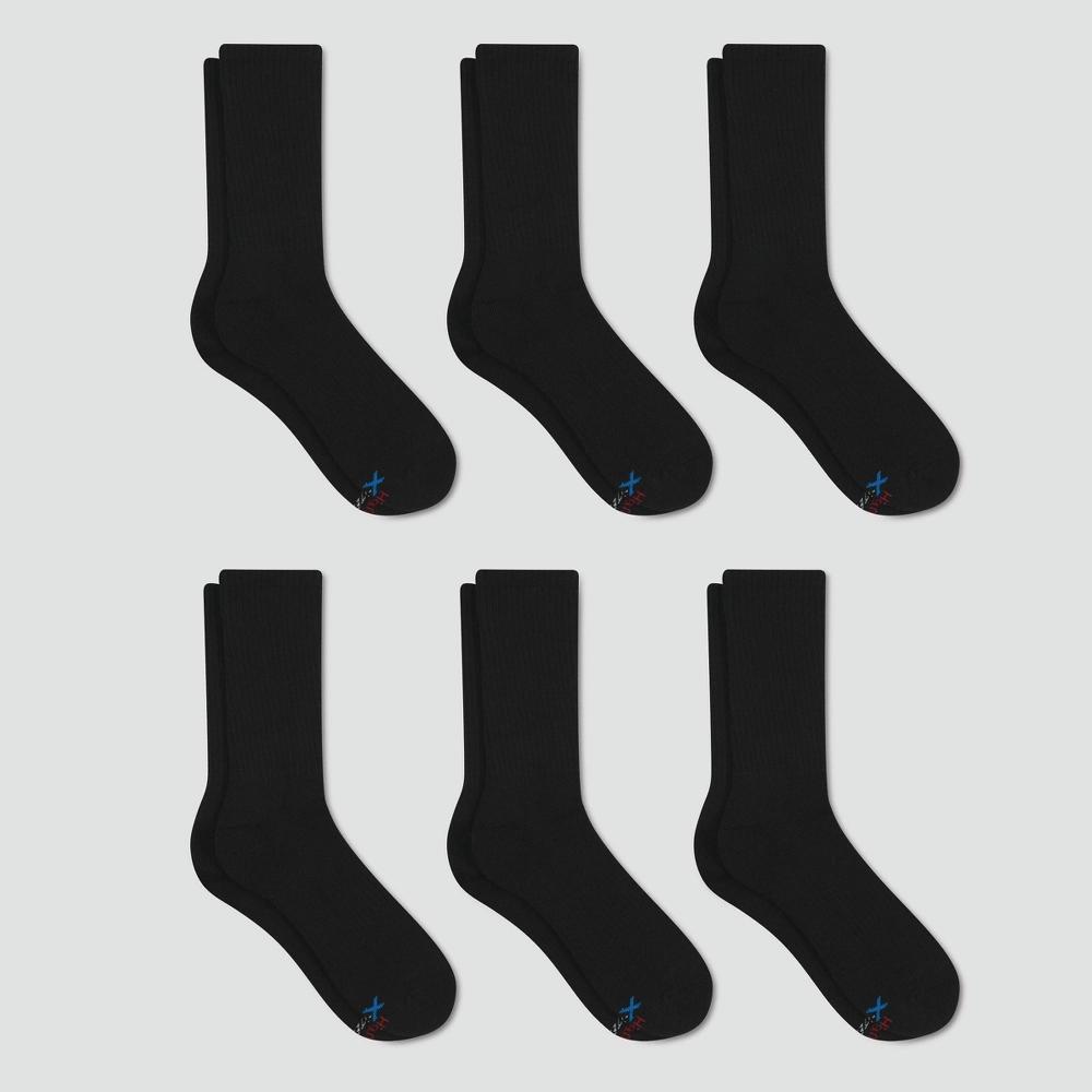 Mens Big & Tall Hanes Premium Performance Cushioned Crew Socks 6pk - Black 12-14 Product Image