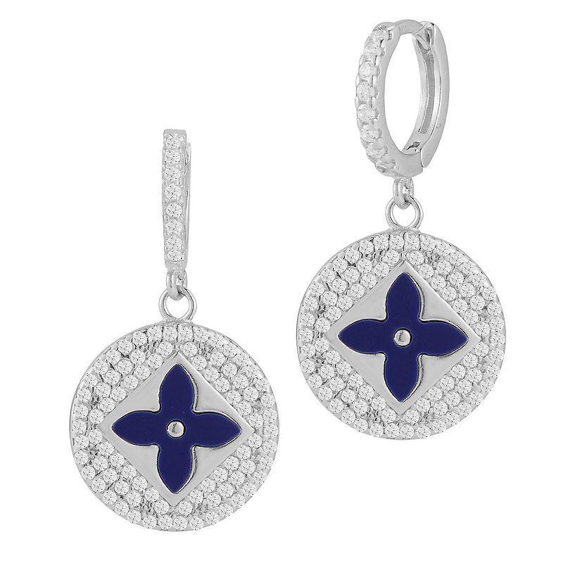 Sunkissed Sterling Gemstone & Cubic Zirconia Clover Earrings, Womens, Silver Tone Black Product Image