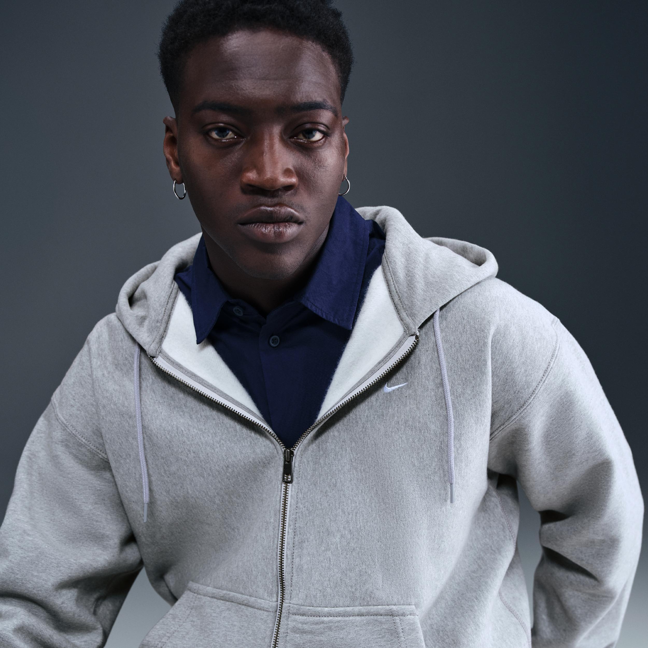 Nike Mens Solo Swoosh Full-Zip Fleece Hoodie | HV1084-063 Product Image