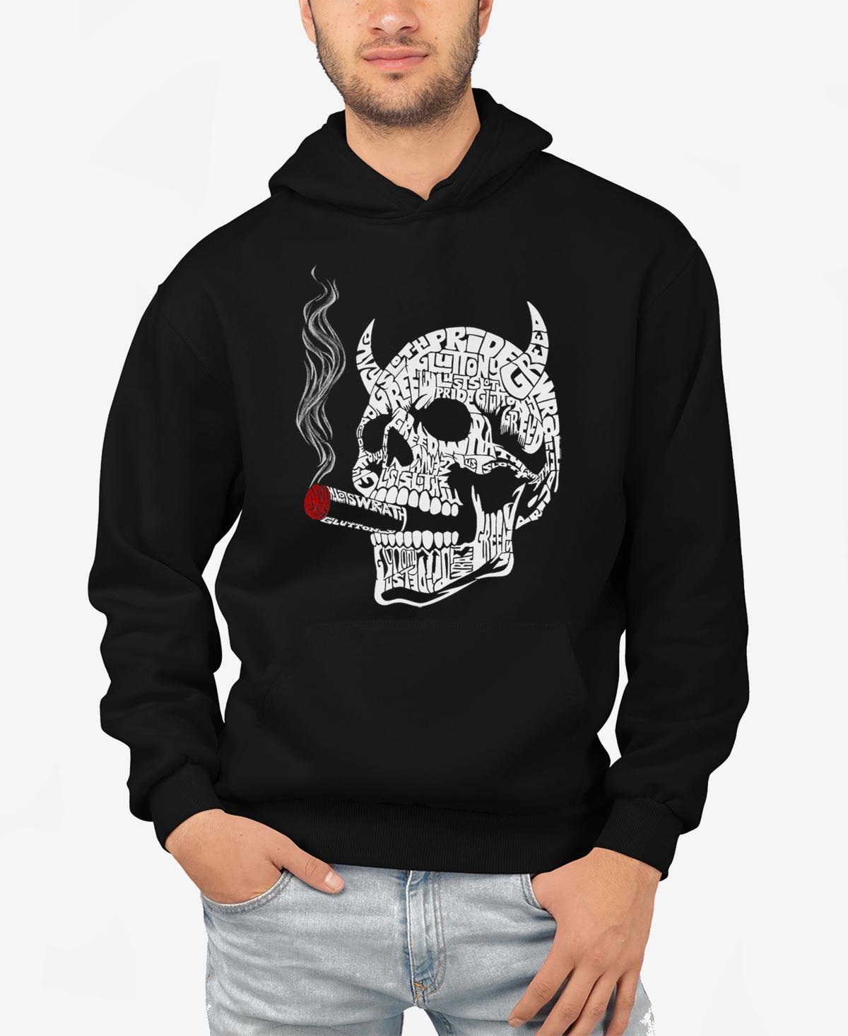 La Pop Art Mens 7 Deadly Sins Skull Word Art Hooded Sweatshirt Product Image