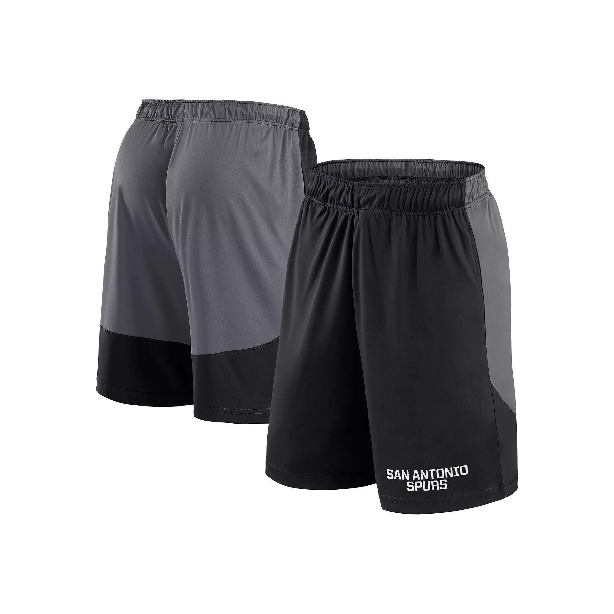 Men's Black/Gray San Antonio Spurs Launch Performance Shorts, Size: Large Product Image