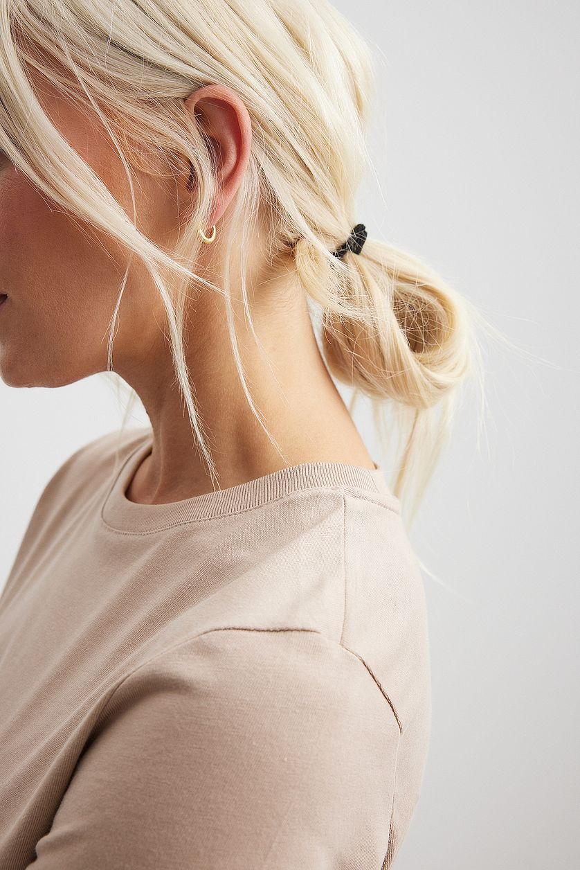 Round Neck Cotton T-Shirt Beige Product Image