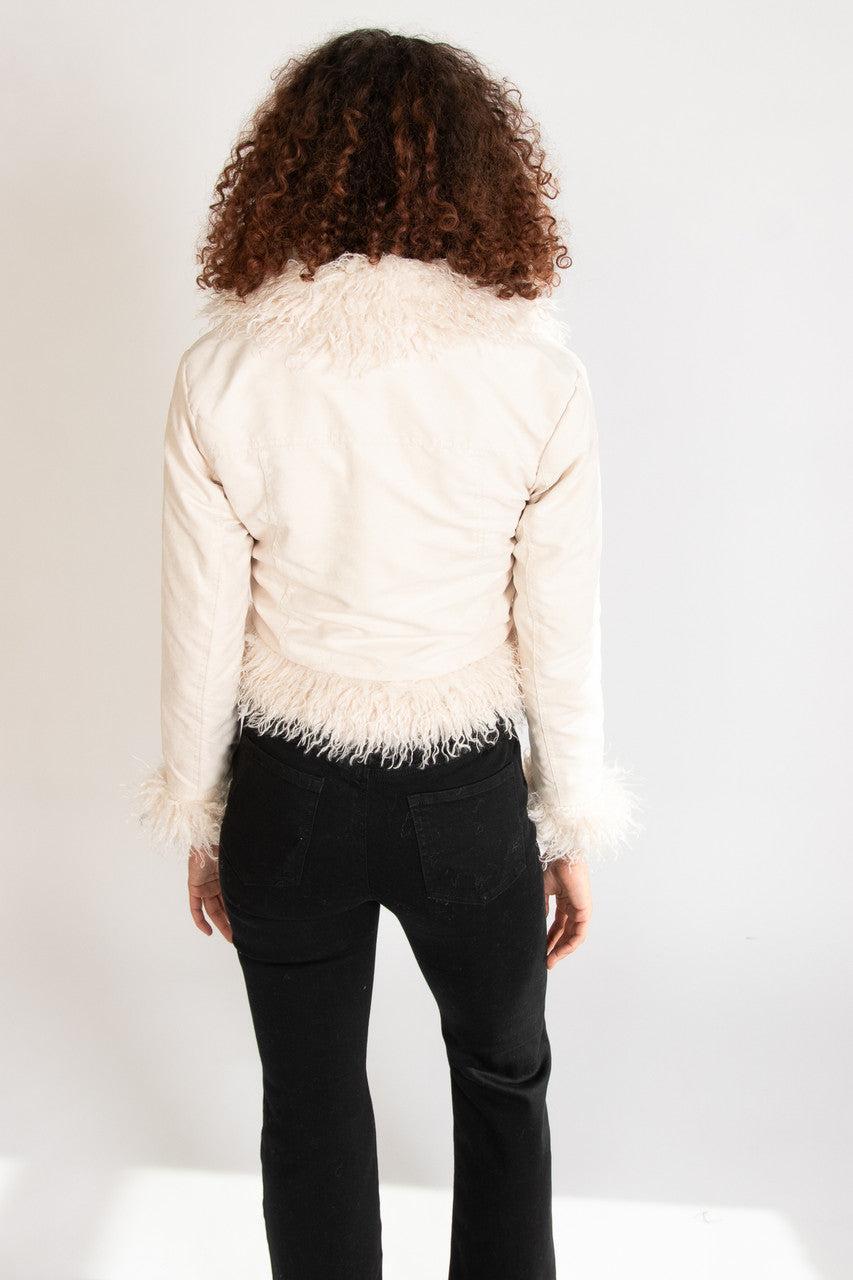 Fur Trim Suede Jacket Product Image