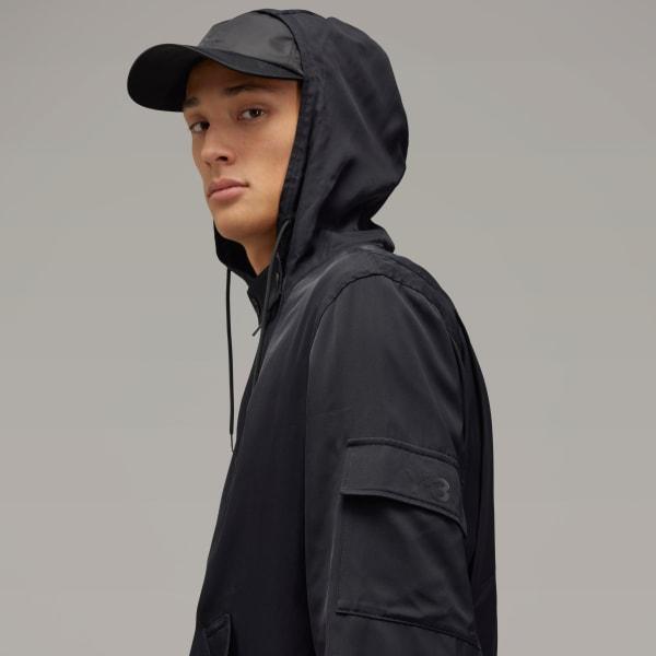 adidas Y-3 Rayon Twill Hooded Top Black 2XL Mens Product Image