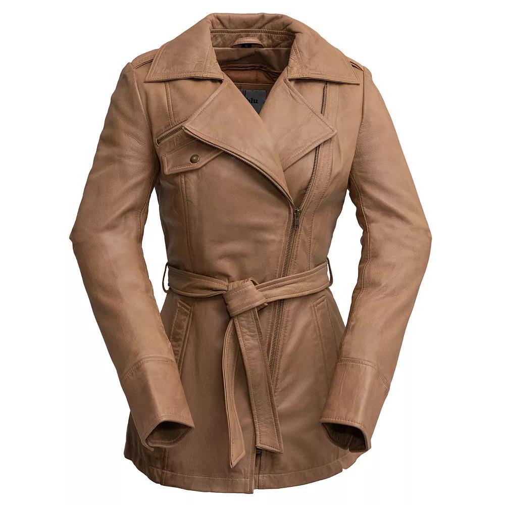 Women's Whet Blu Leather Trench Coat,  Product Image