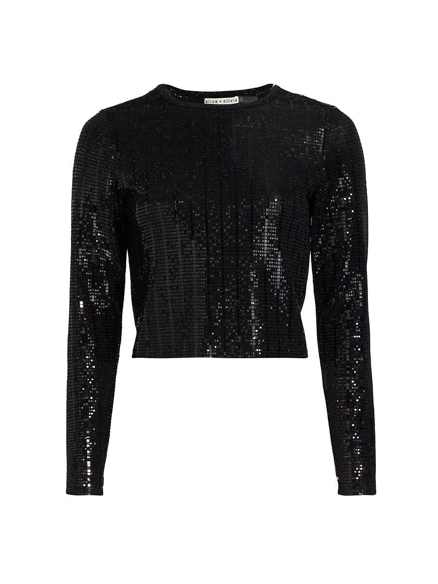 Womens Delaina Sequined Crop Top Product Image