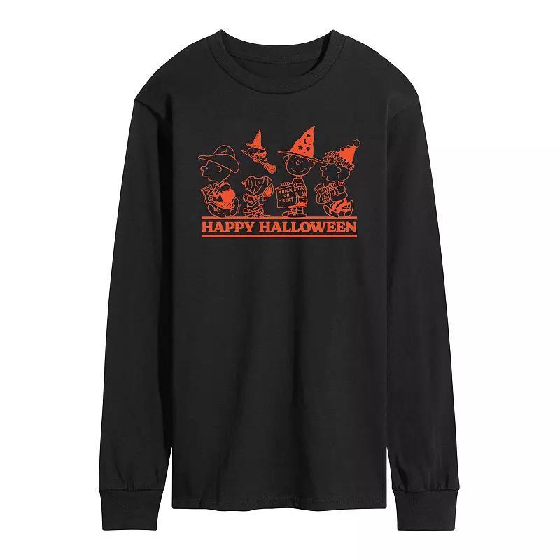 Men's Peanuts Happy Halloween Long Sleeve Graphic Tee, Size: Small, Black Product Image