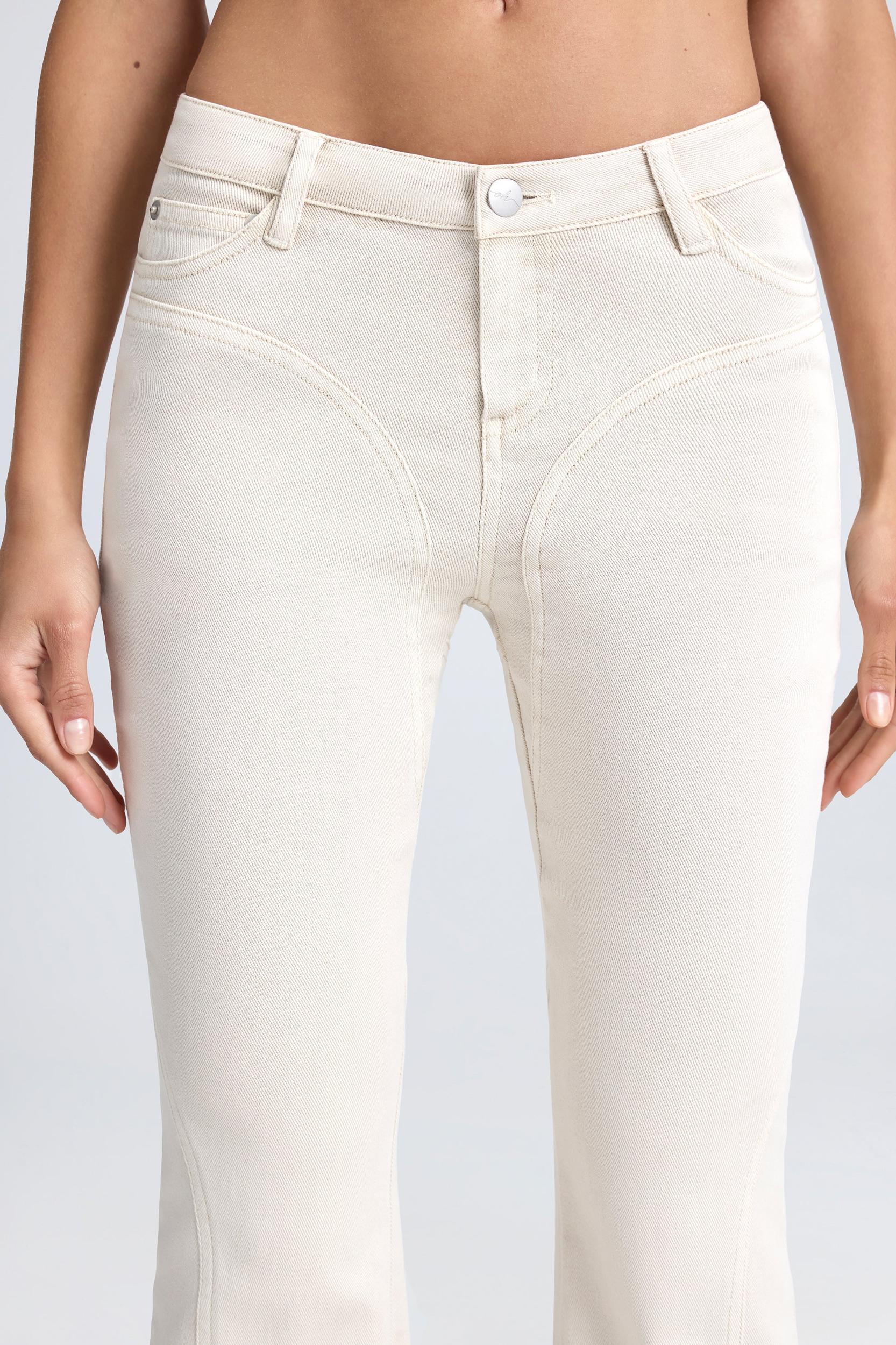 Mid-Rise Flared Jeans in Ecru Product Image