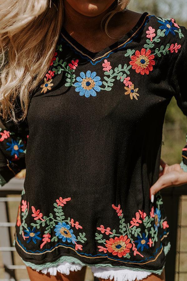 Hear The Waves Embroidered Shift Top In Black Product Image