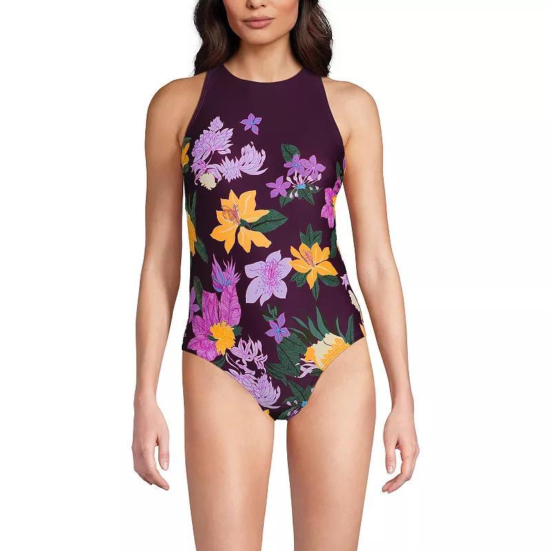 Women's Lands' End DD-Cup Tugless High Neck Portrait Back One-Piece Swimsuit,  Product Image