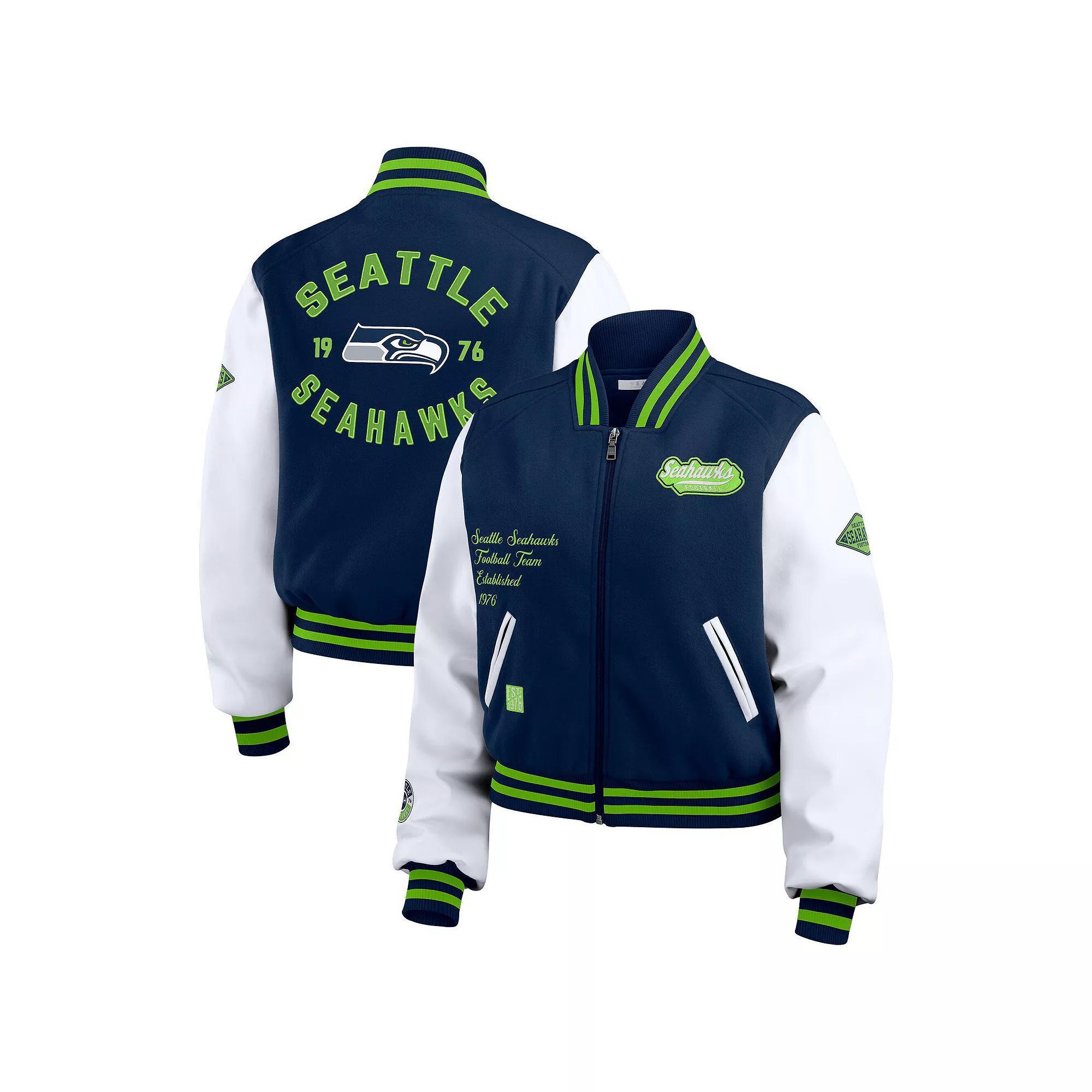 Women's WEAR by Erin Andrews Purple/White Phoenix Suns Cropped Varsity Full-Zip Jacket, Size: 2XL, Phx Purple Product Image