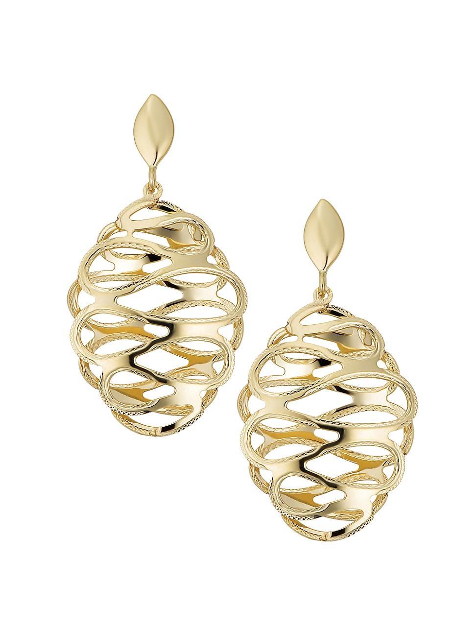 Womens 14K Yellow Gold Twirl Me Oval Drop Earrings Product Image