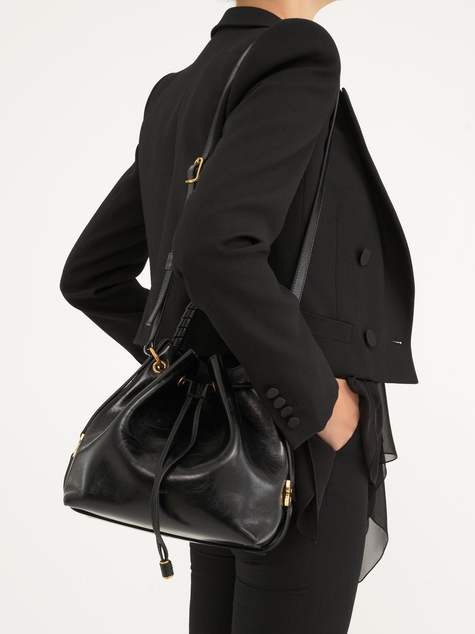 Marcie bucket bag in shiny leather Product Image