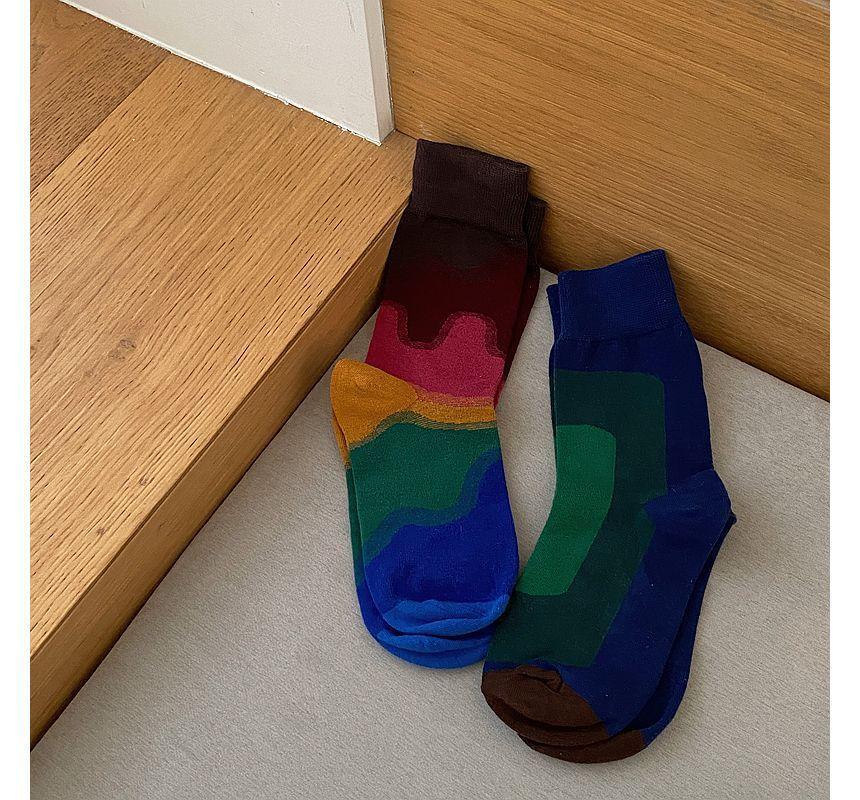 Color Block Mid Calf Socks Product Image