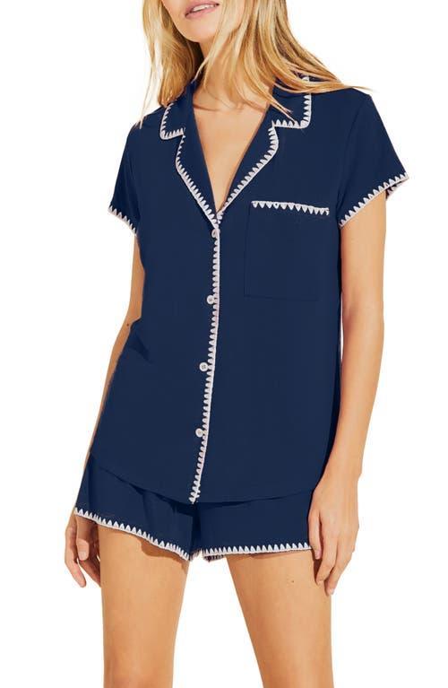 Eberjey Frida Shortie PJ Set (Navy/Ivory) Women's Pajama Sets Product Image