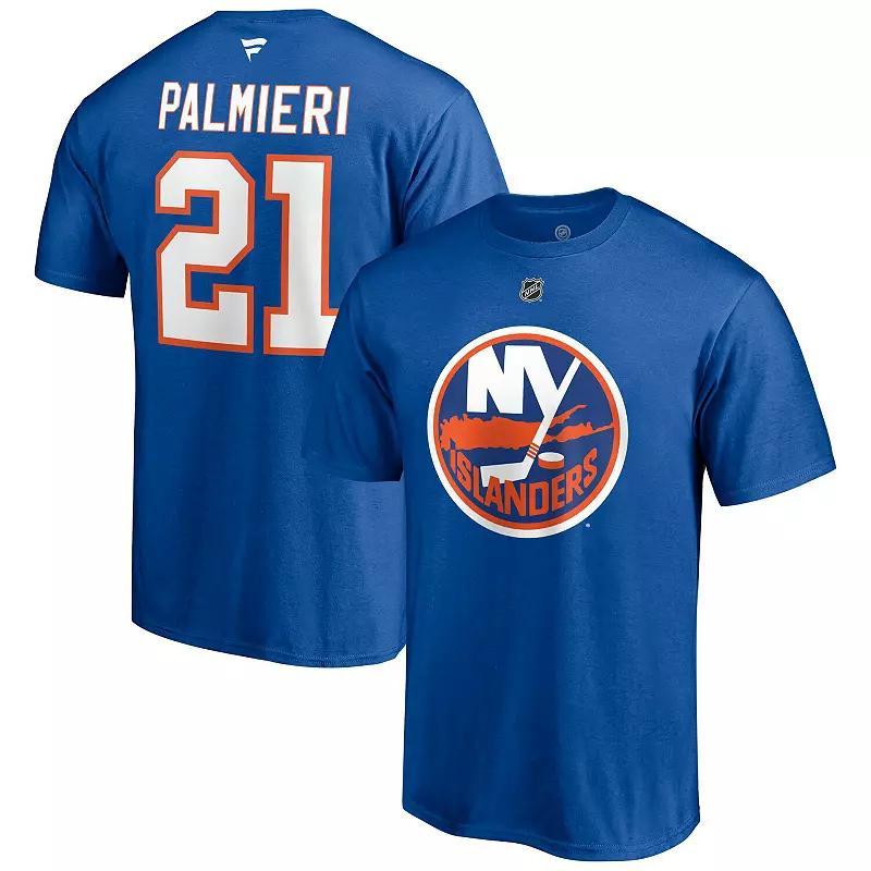Men's Fanatics Branded Kyle Palmieri Royal New York Islanders Authentic Stack Name & Number T-Shirt, Size: Small, Isl Blue Product Image