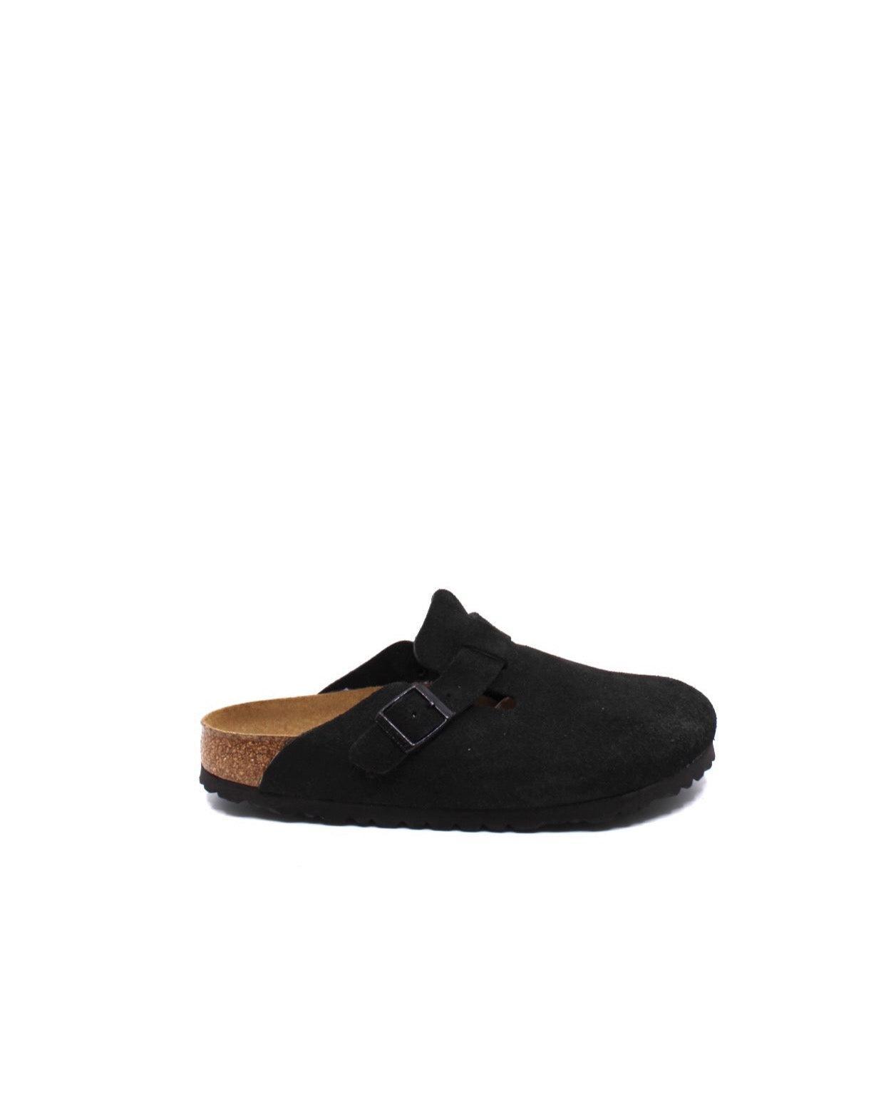 Birkenstock Boston Black Suede Soft Footbed Narrow Product Image