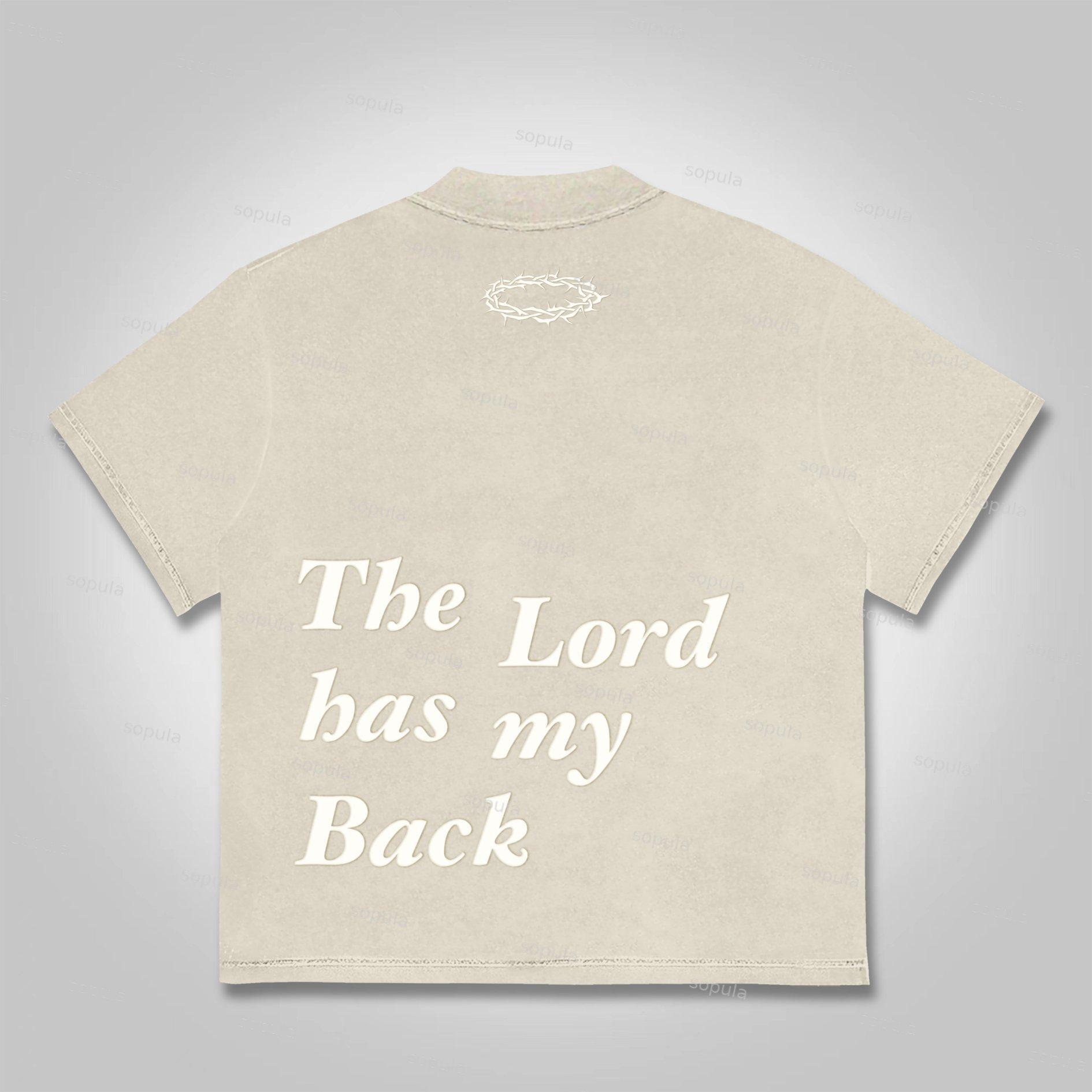Sopula The Lord Has My Back Slogan Graphic Cotton T-Shirt Product Image