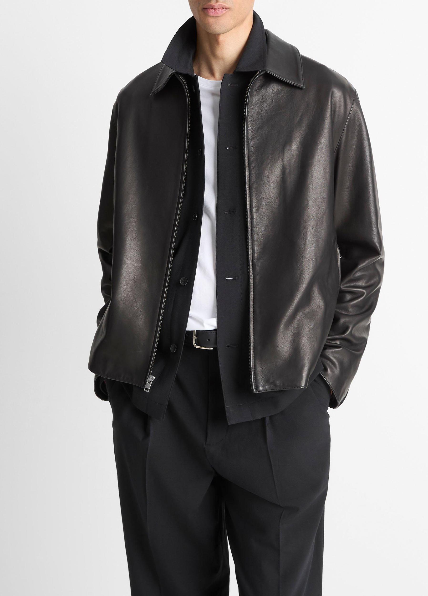 Leather Zip-Up Jacket Product Image