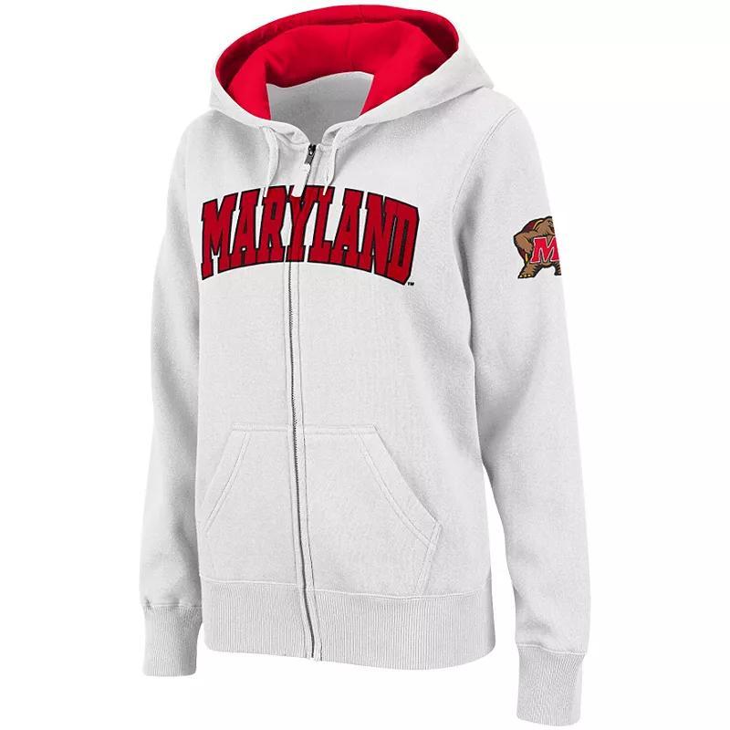 Womens Colosseum White Maryland Terrapins Arched Name Full-Zip Hoodie Product Image