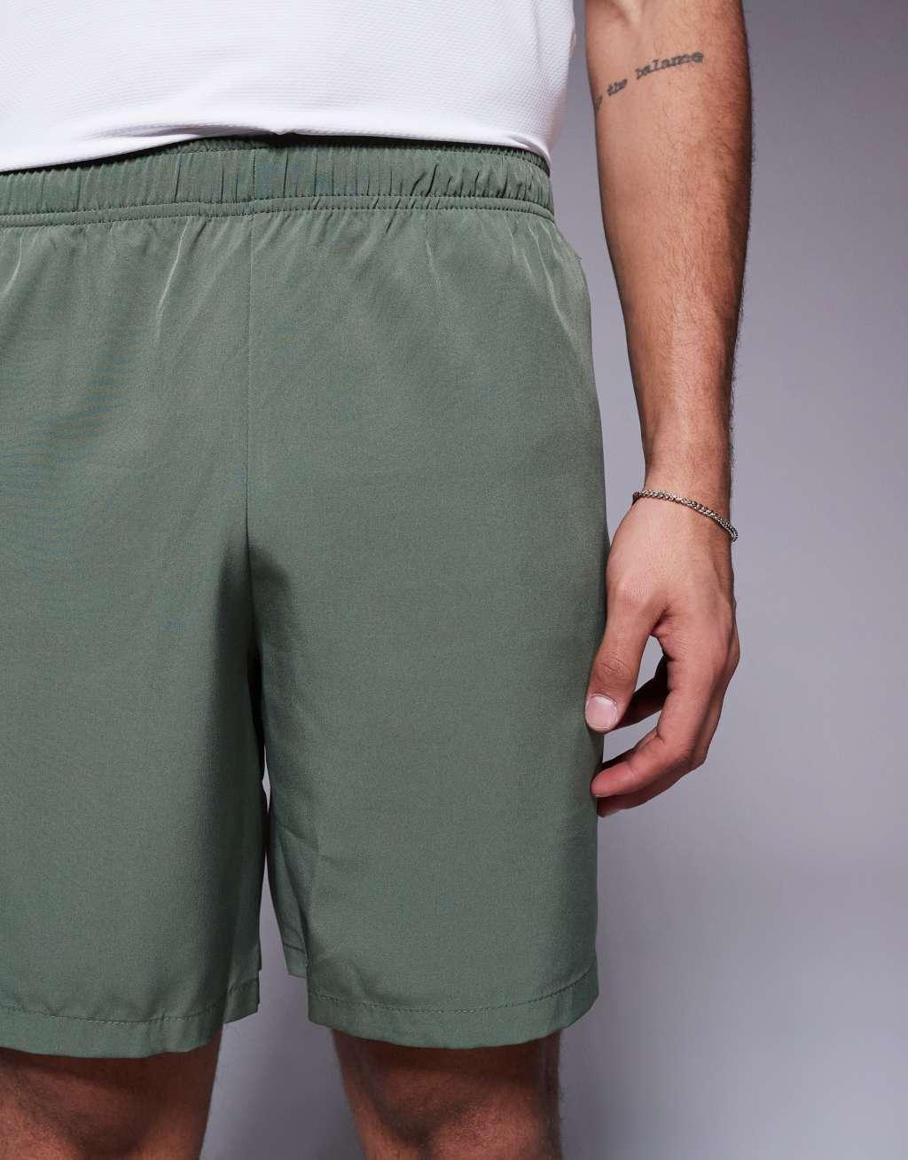 4505 2 pack Icon 7 inch quick dry training shorts with zippered pocket in black and khaki green  Product Image