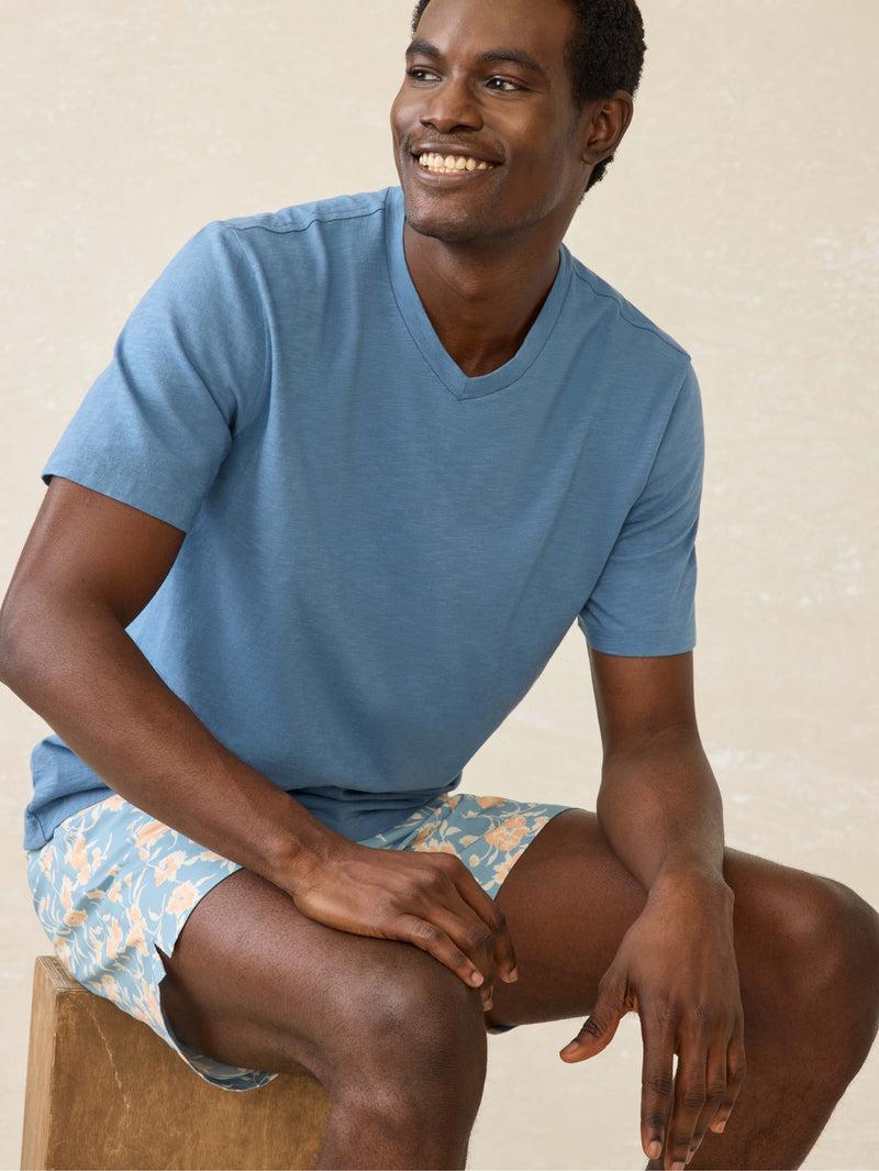 Short-Sleeve Sunwashed V-Neck Tee - Blue Shore Product Image