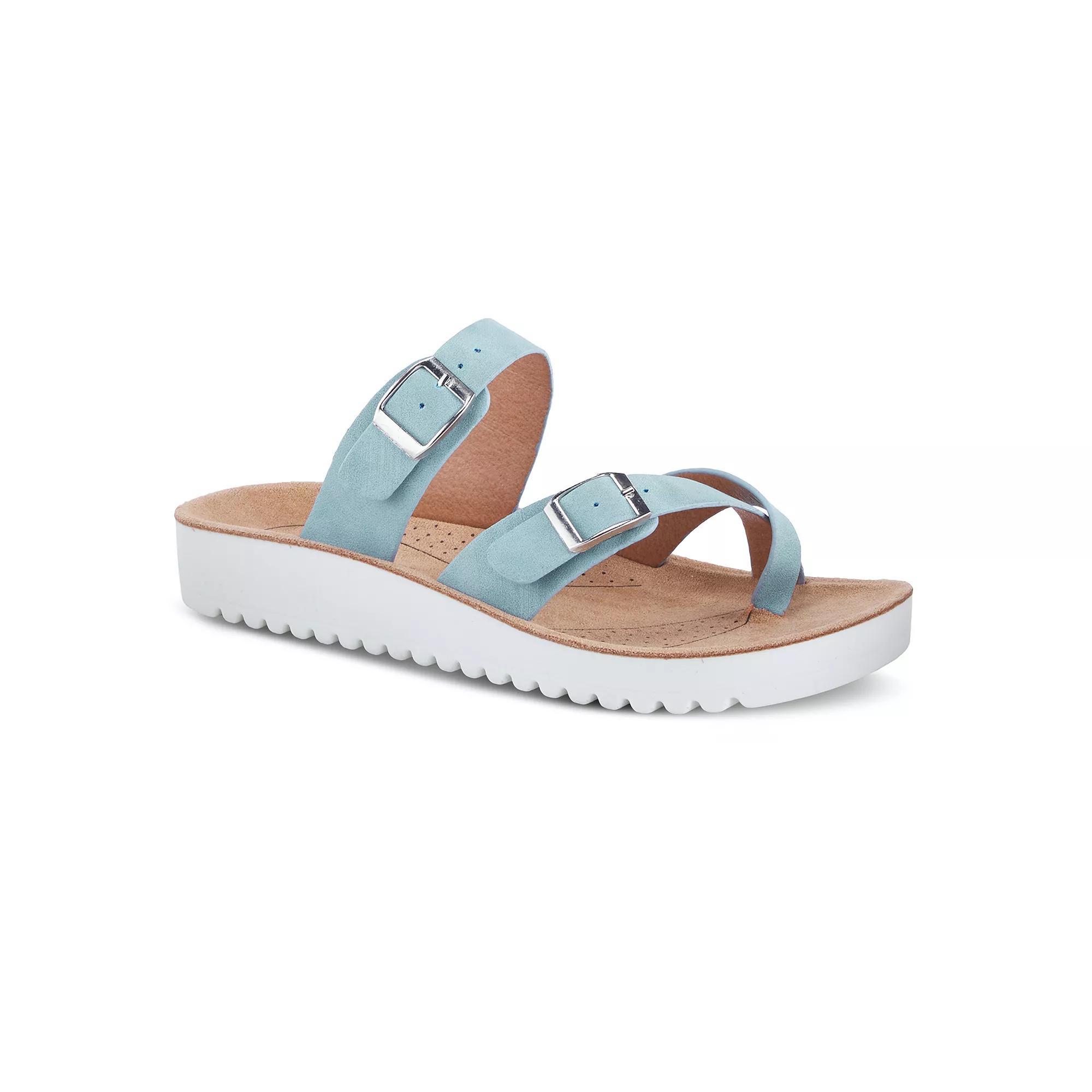 Flexus by Spring Step Bayside Women's Toe Loop Sandals, Size: 41, Blue Product Image