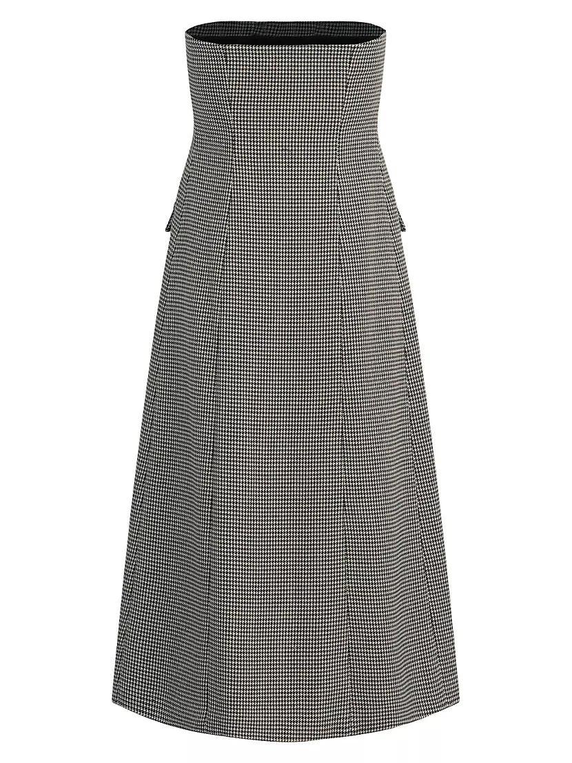 Phoebe Houndstooth Strapless Midi-Dress Product Image