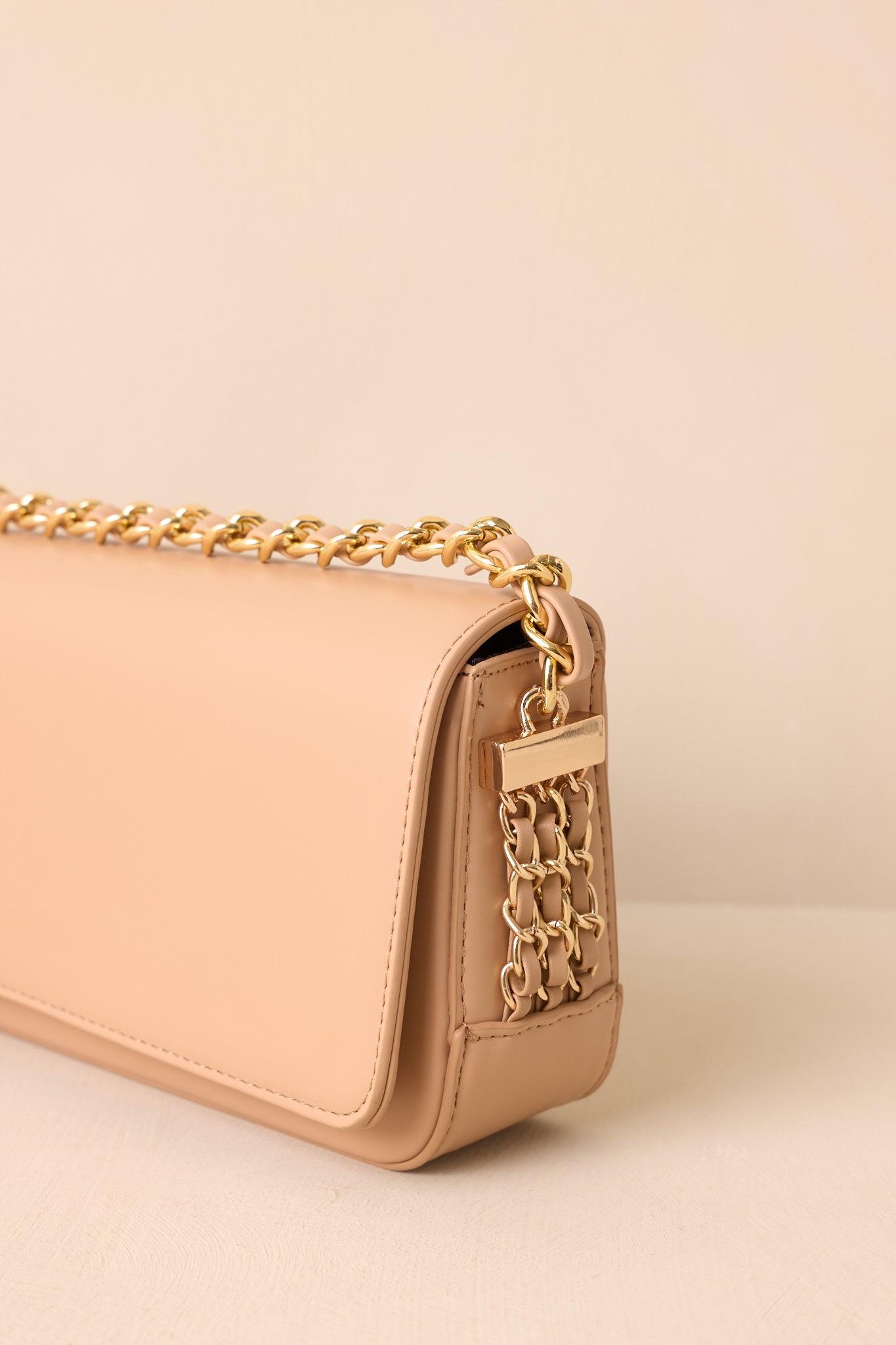A Subtle Reminder Beige Faux Leather Baguette Handbag Product Image
