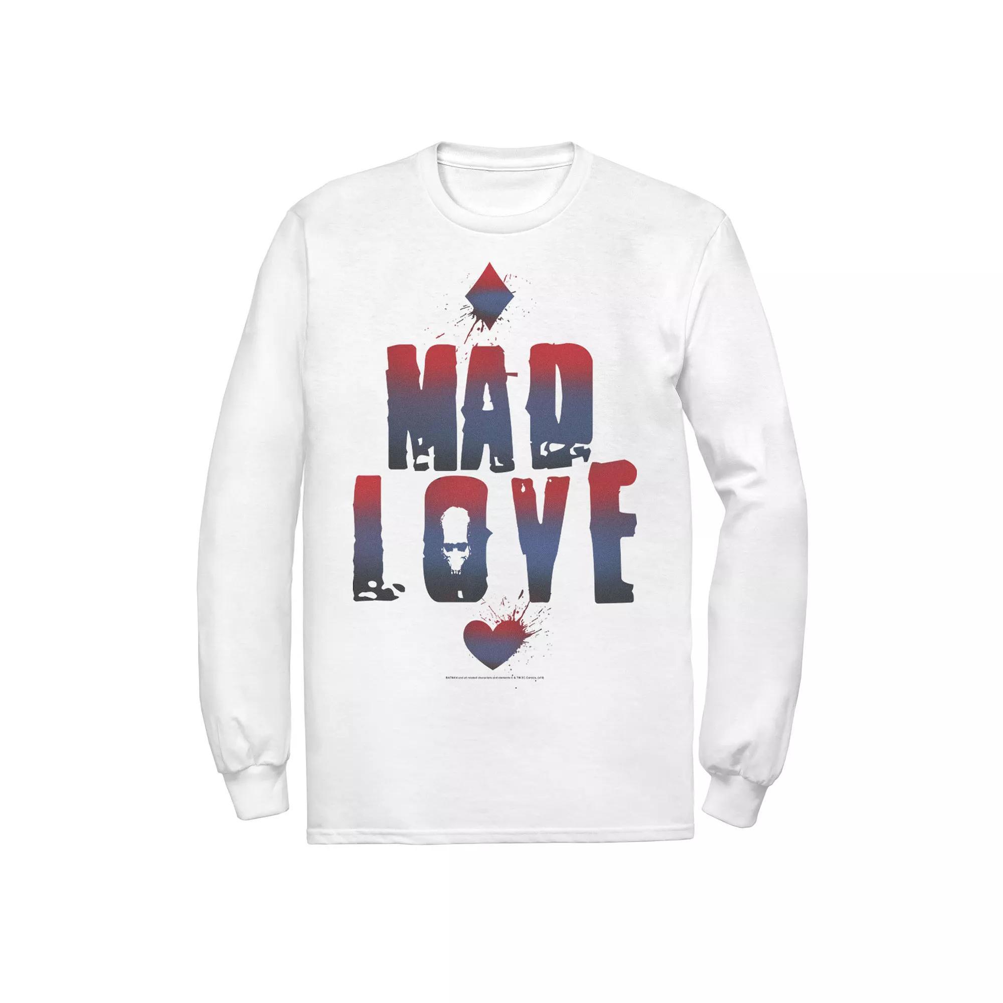 Mens DC Comics Batman Harley Quinn And Joker Mad Love Text Tee, Men's,  Product Image