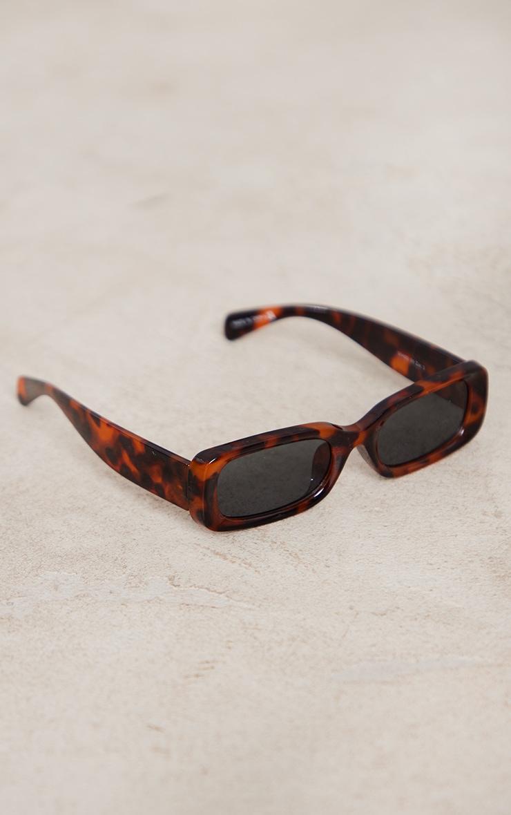 Tortoiseshell Rectangular Slim Frame Sunglasses Product Image