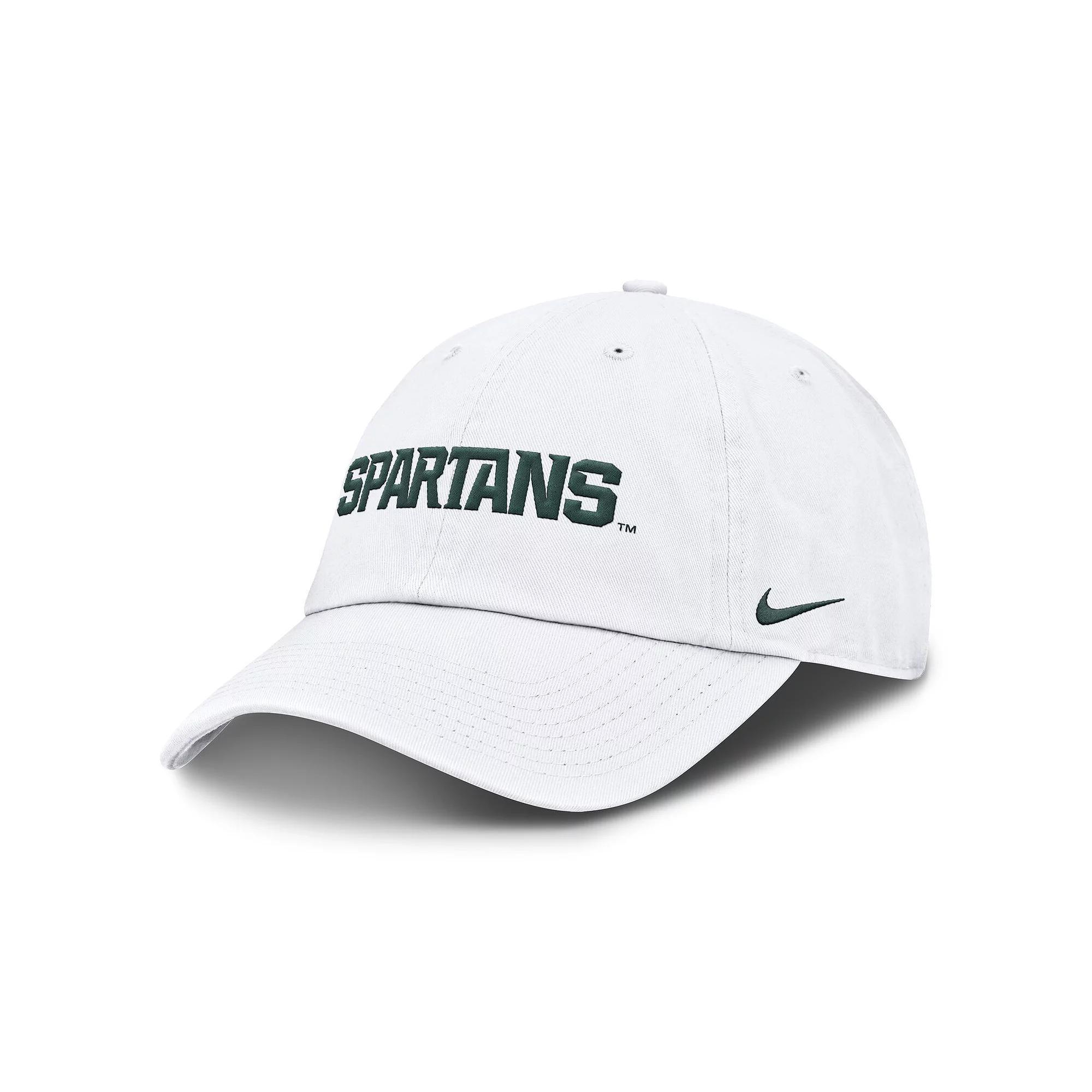 Men's Nike White Michigan State Spartans Core Club Mascot Wordmark Adjustable Hat Product Image
