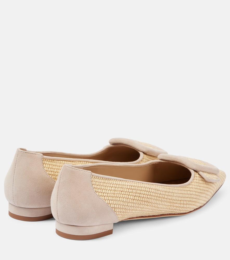 MANOLO BLAHNIK Maysalepumpflat Raffia Ballet Flats In Nude Product Image