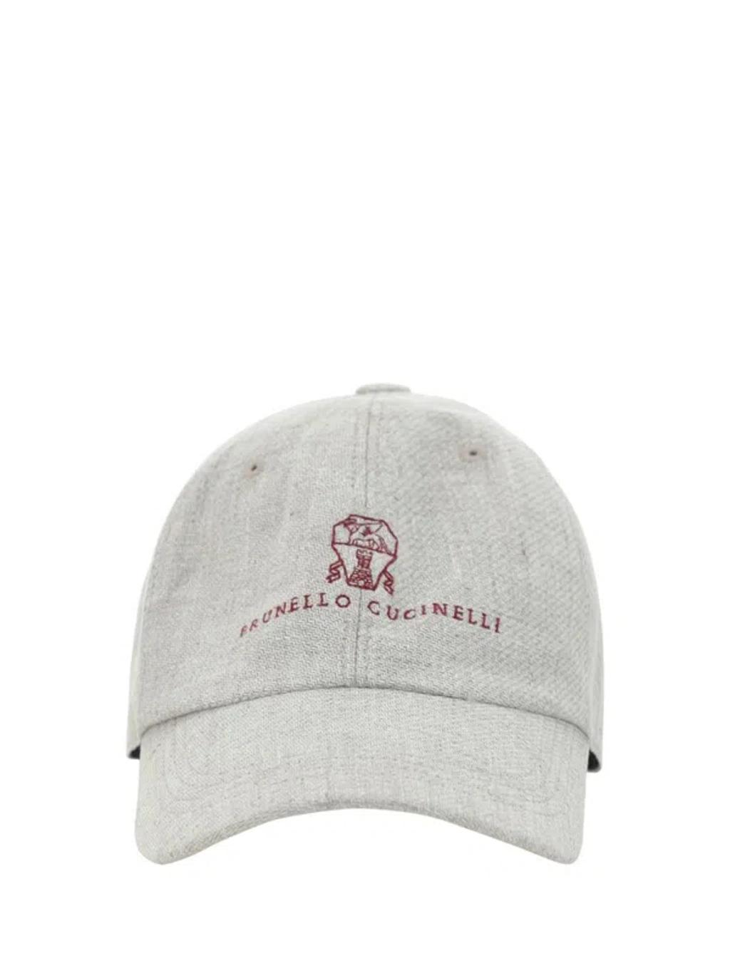 BRUNELLO CUCINELLI Logo Embroidered Diagonal Baseball Cap In Grey Product Image