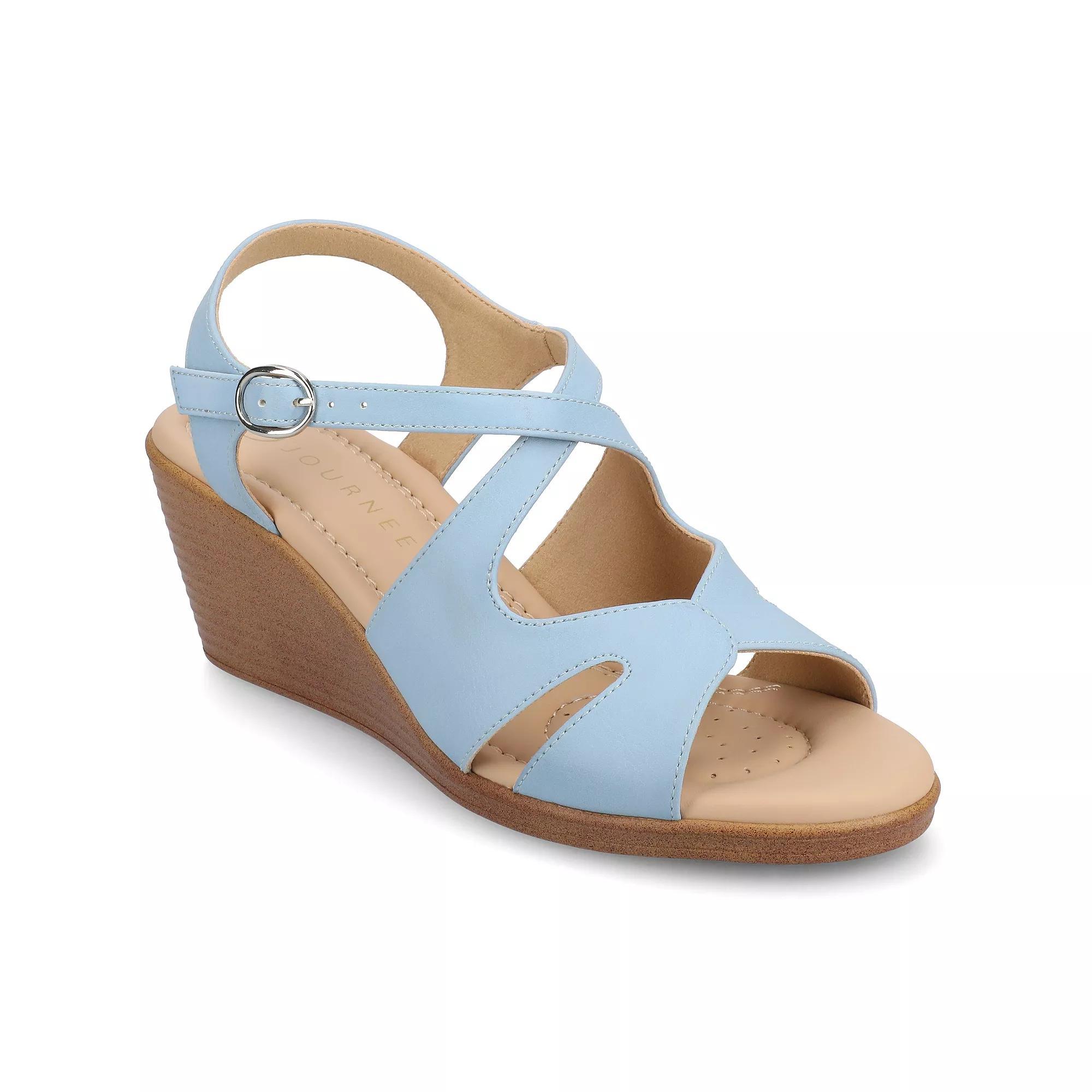 Journee Women's Kedzie II Ankle Strap Wedge Sandals,  Product Image