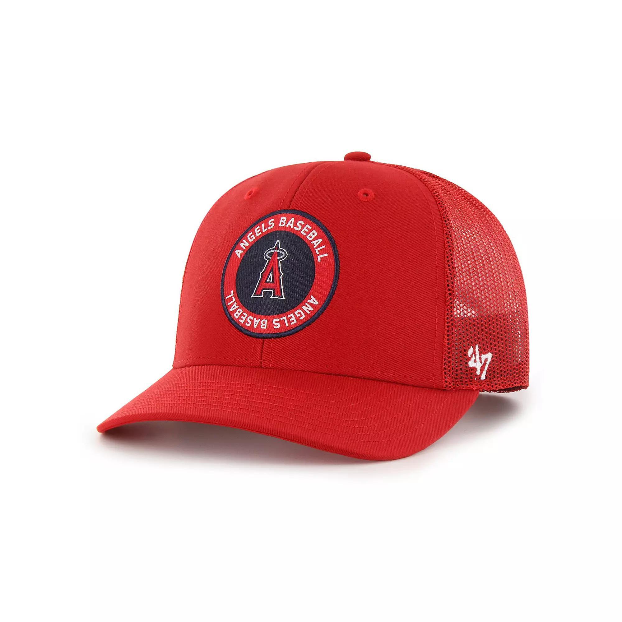 Men's '47 Red Los Angeles Angels Unveil Trucker Adjustable Hat Product Image