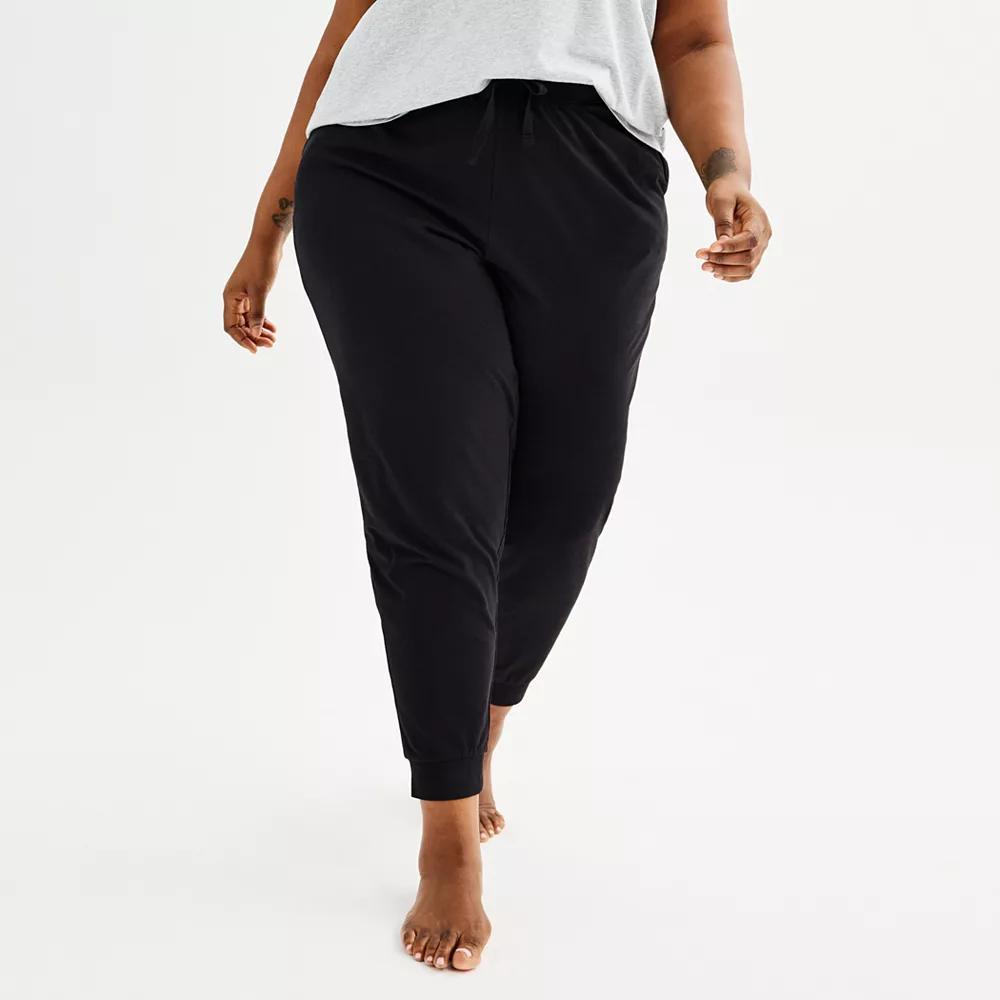 Plus Size Sonoma Goods For Life® Cotton Modal Cuffed Sleep Pants, Women's, Size: 1XL, Mineral Black Product Image