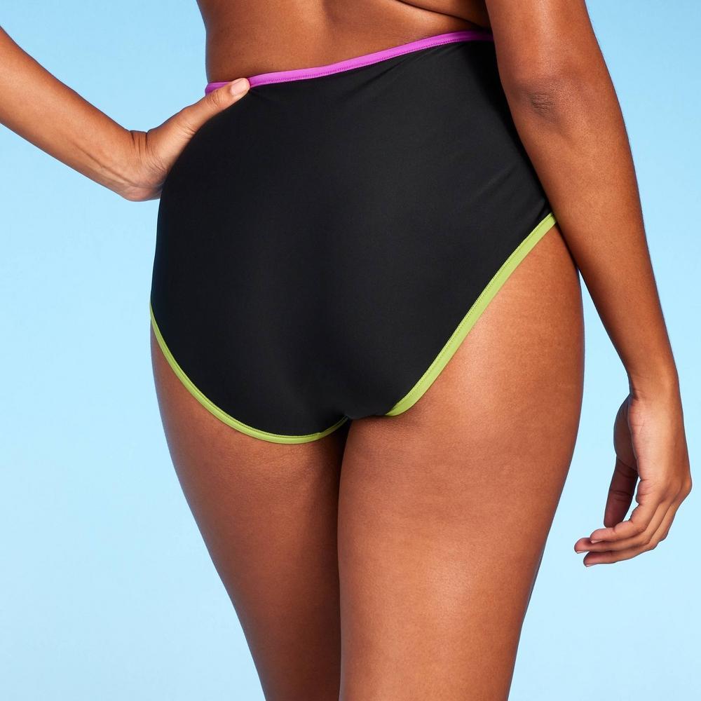 Womens Contrast Binding High Waist Bikini Bottom - Shade & Shore Black 1X Product Image