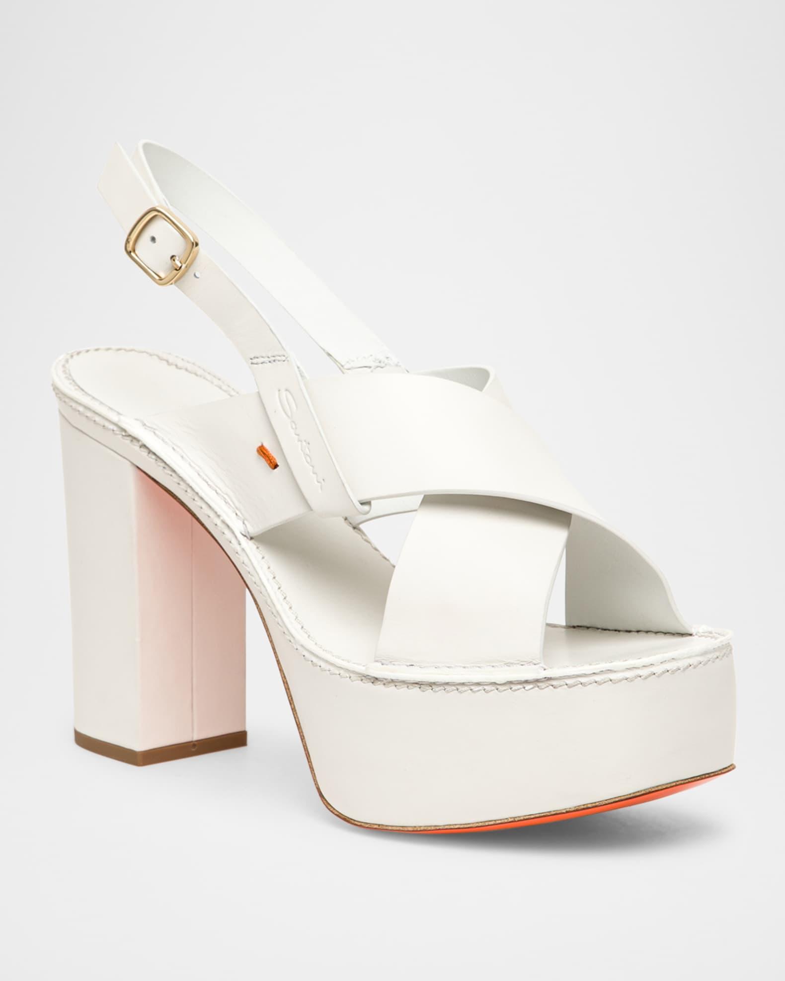 Tropez Leather Crisscross Platform Sandals Product Image